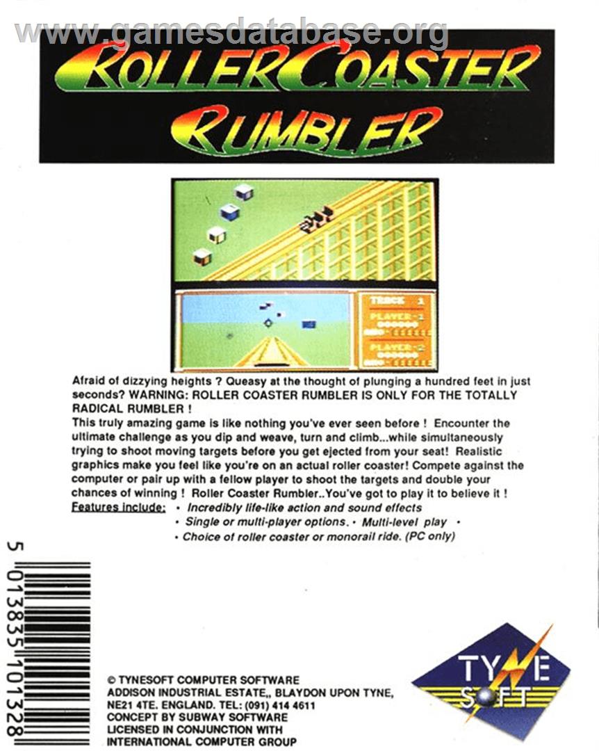 Roller Coaster Rumbler - Commodore Amiga - Artwork - Box Back