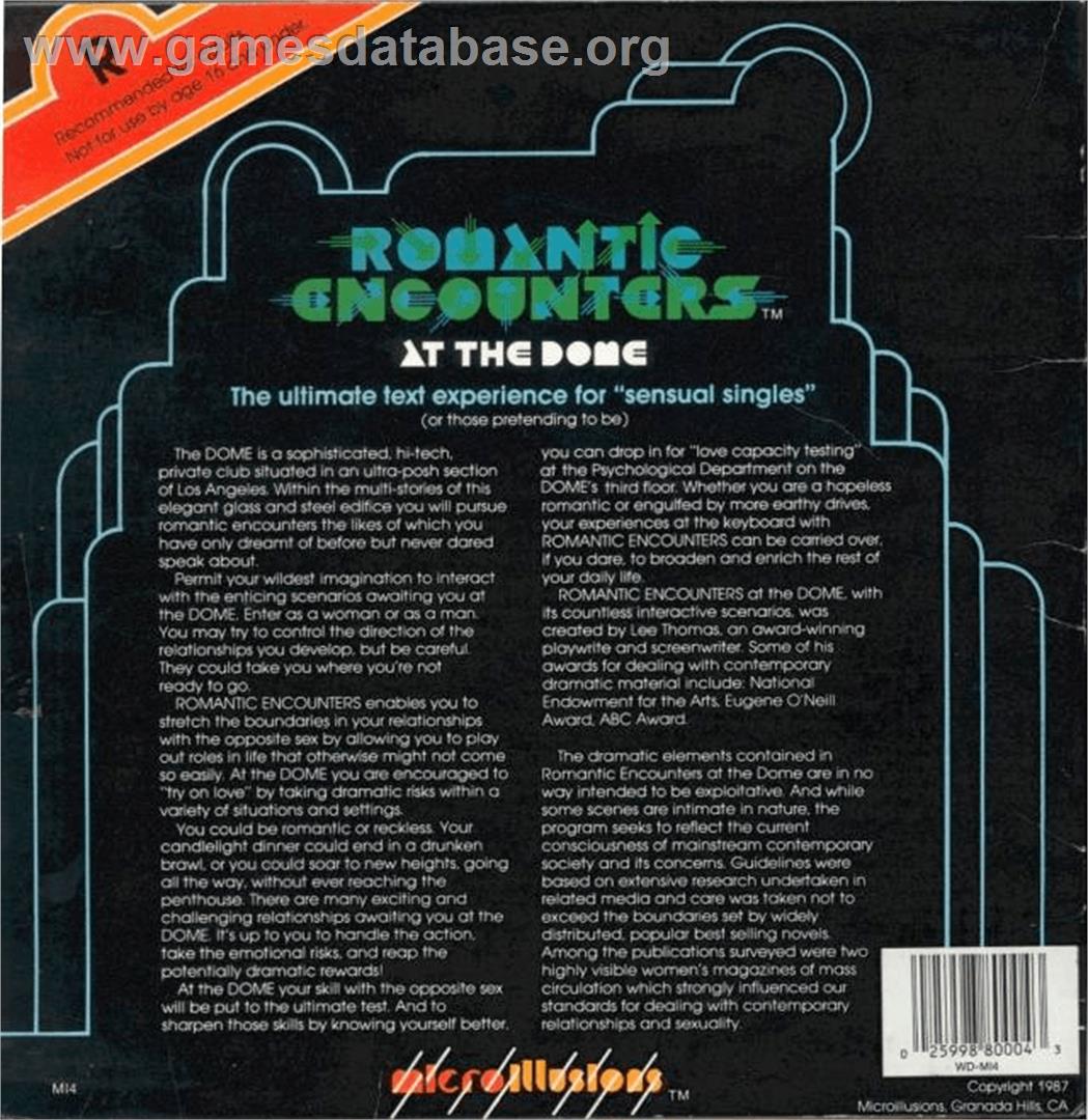 Romantic Encounters at the Dome - Commodore Amiga - Artwork - Box Back