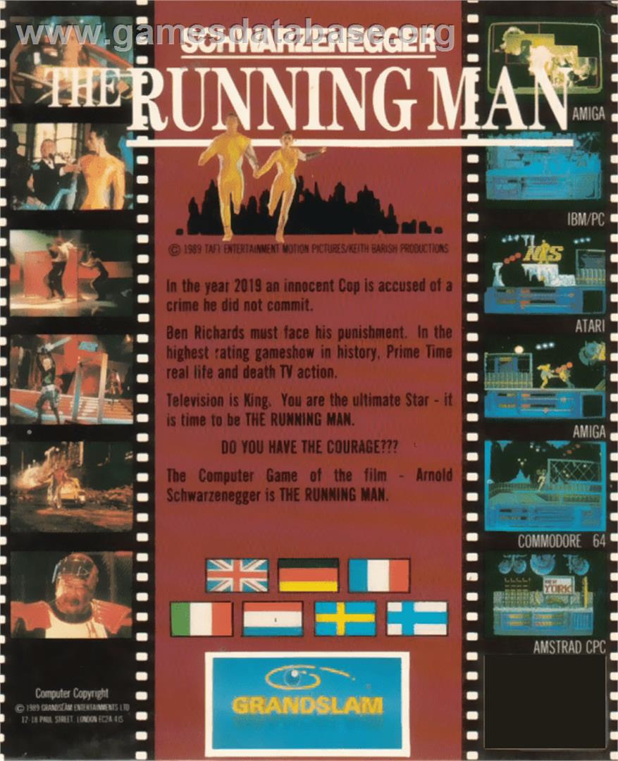 Running Man - Commodore Amiga - Artwork - Box Back