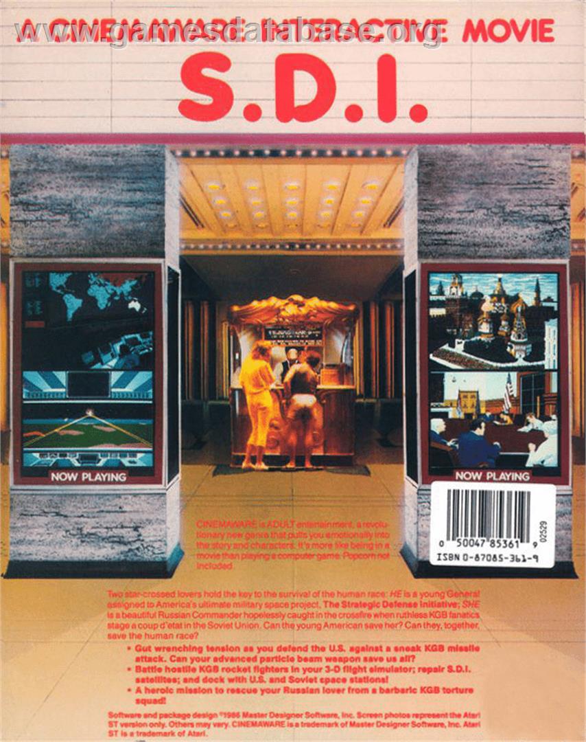 S.D.I. - Commodore Amiga - Artwork - Box Back