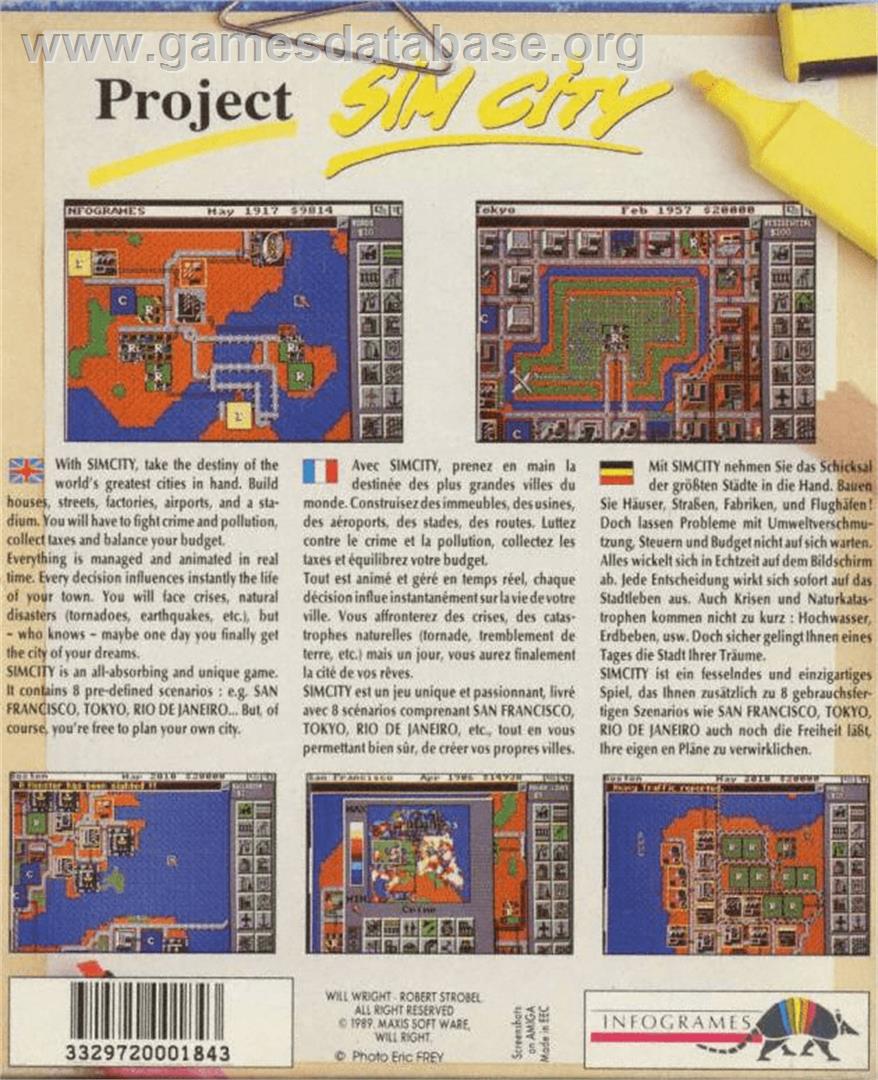 Sim City: Terrain Editor - Commodore Amiga - Artwork - Box Back
