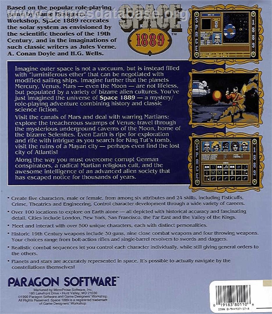 Space 1889 - Commodore Amiga - Artwork - Box Back