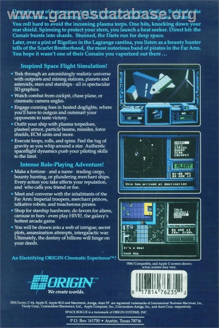 Space Rogue - Commodore Amiga - Artwork - Box Back