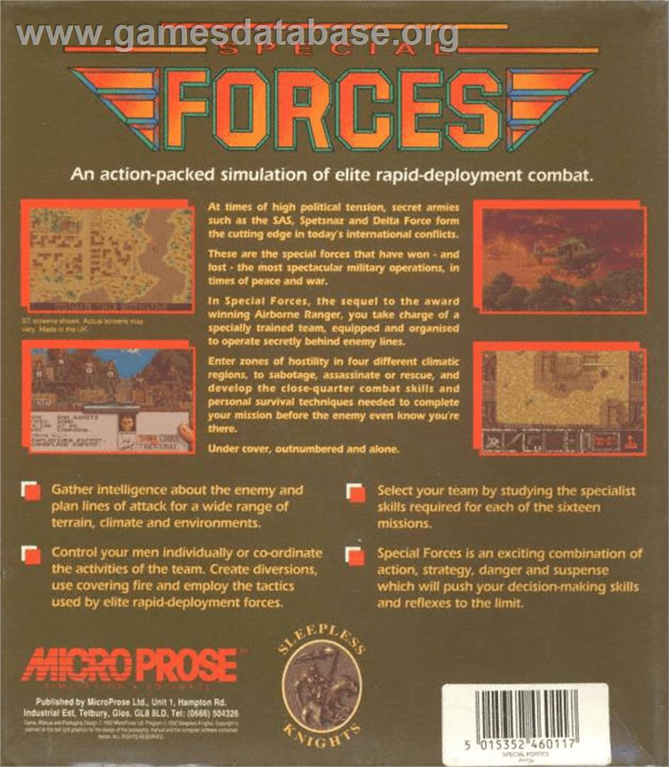 Special Forces - Commodore Amiga - Artwork - Box Back