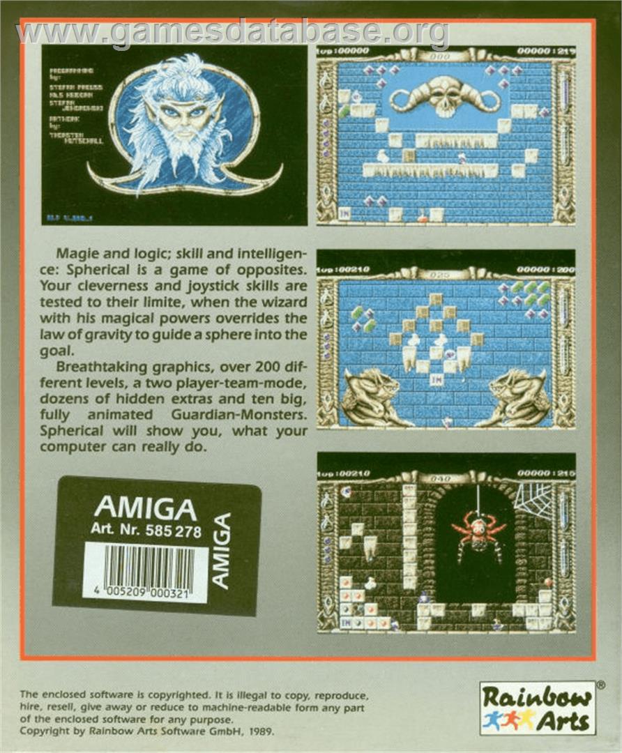 Spherical - Commodore Amiga - Artwork - Box Back