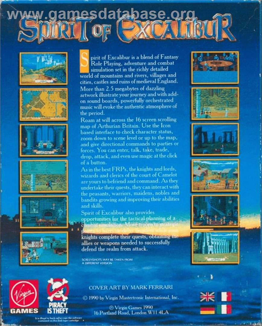 Spirit of Excalibur - Commodore Amiga - Artwork - Box Back