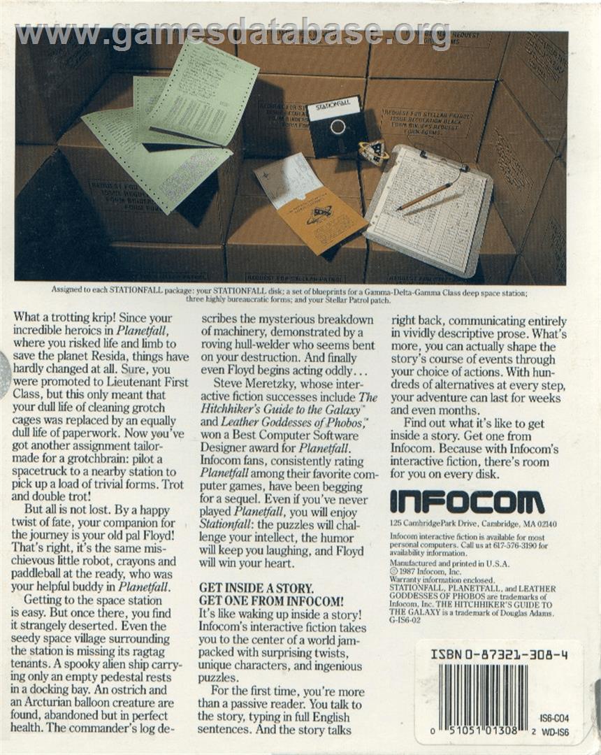 Stationfall - Commodore Amiga - Artwork - Box Back