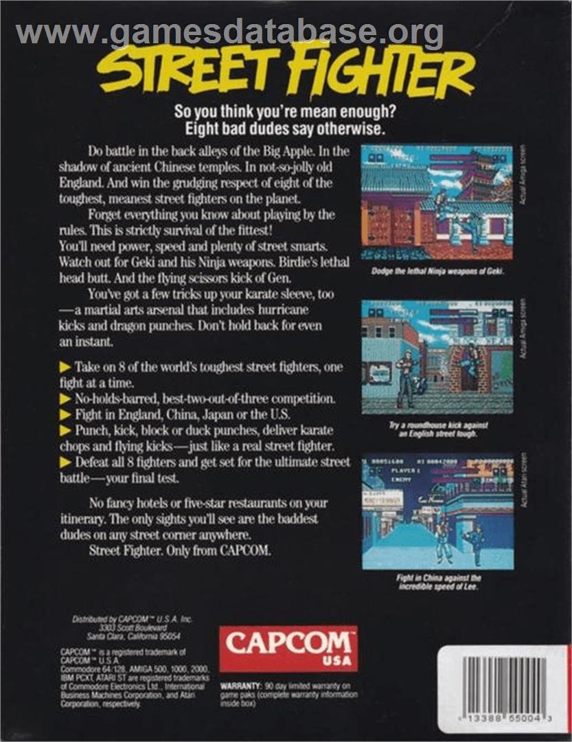 Street Fighter - Commodore Amiga - Artwork - Box Back