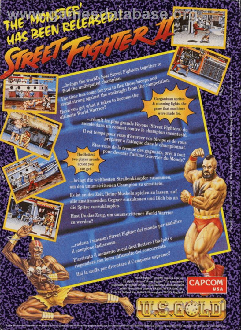 Street Fighter II - The World Warrior - Commodore Amiga - Artwork - Box Back