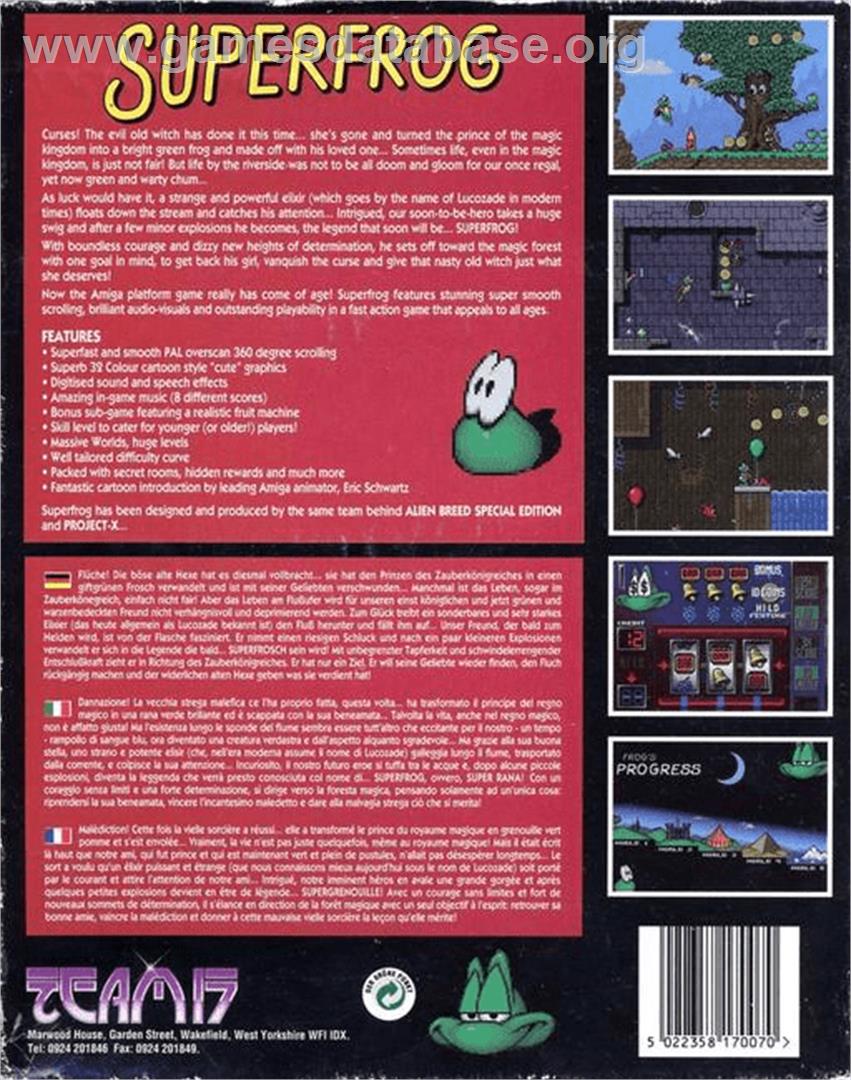Super Frog - Commodore Amiga - Artwork - Box Back