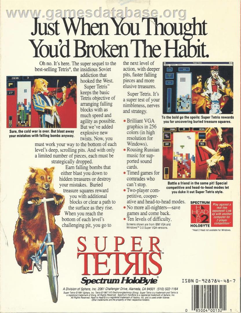 Super Tetris - Commodore Amiga - Artwork - Box Back