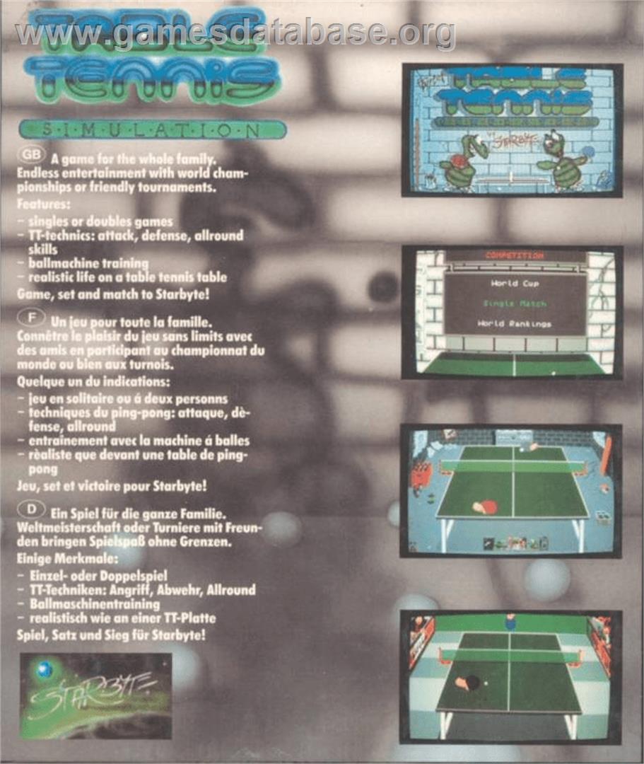 Table Tennis Simulation - Commodore Amiga - Artwork - Box Back