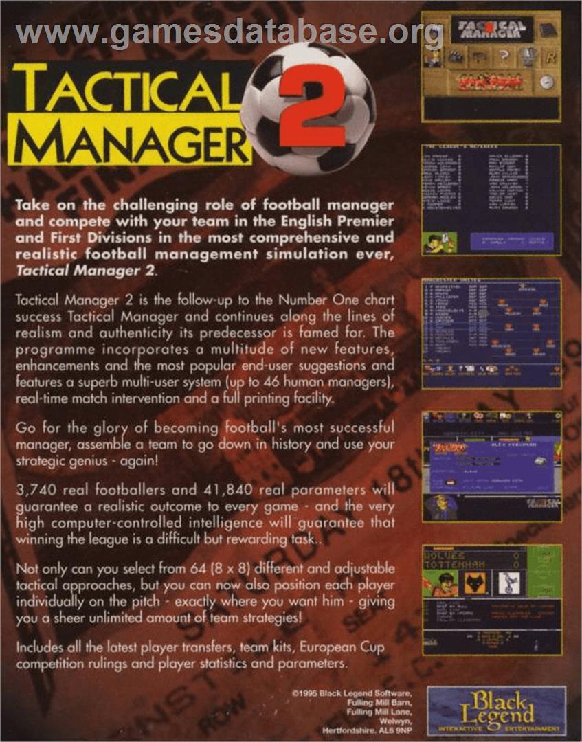 Tactical Manager 2 - Commodore Amiga - Artwork - Box Back