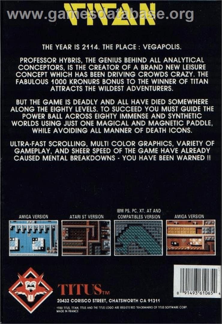 Titan - Commodore Amiga - Artwork - Box Back