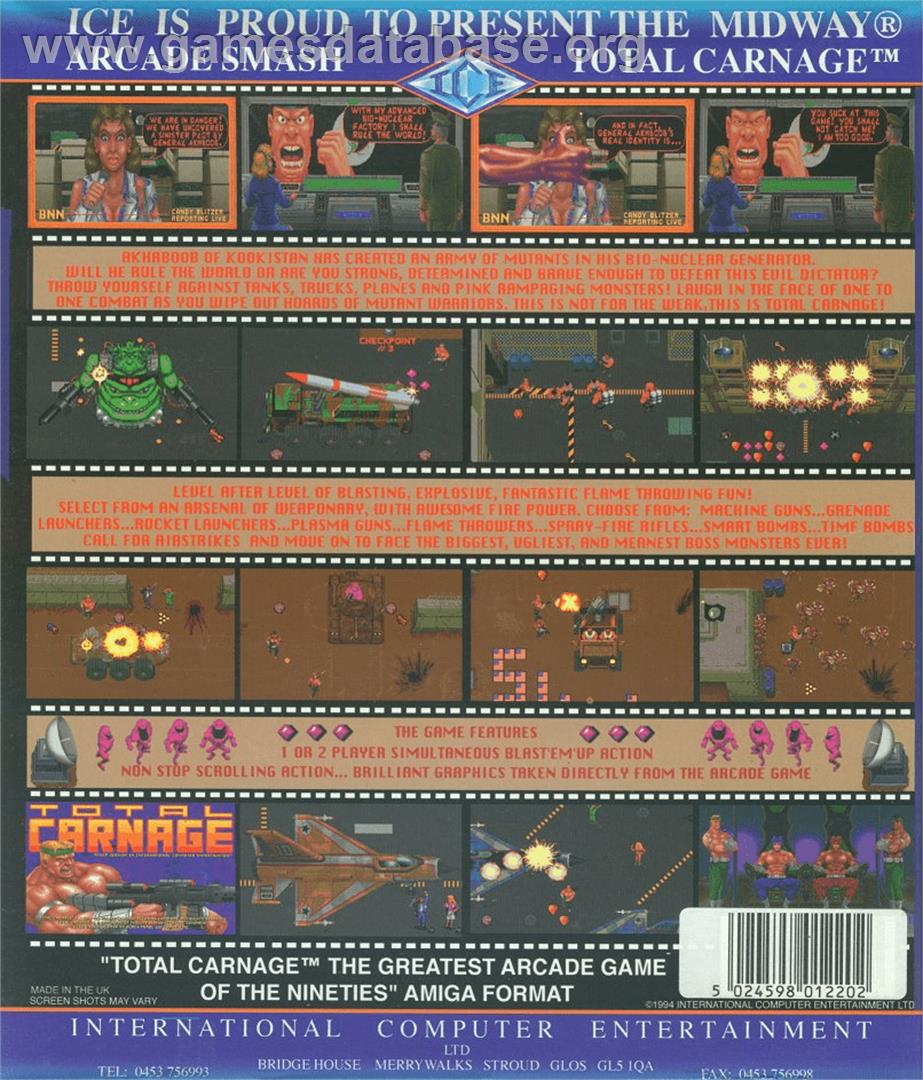 Total Carnage - Commodore Amiga - Artwork - Box Back
