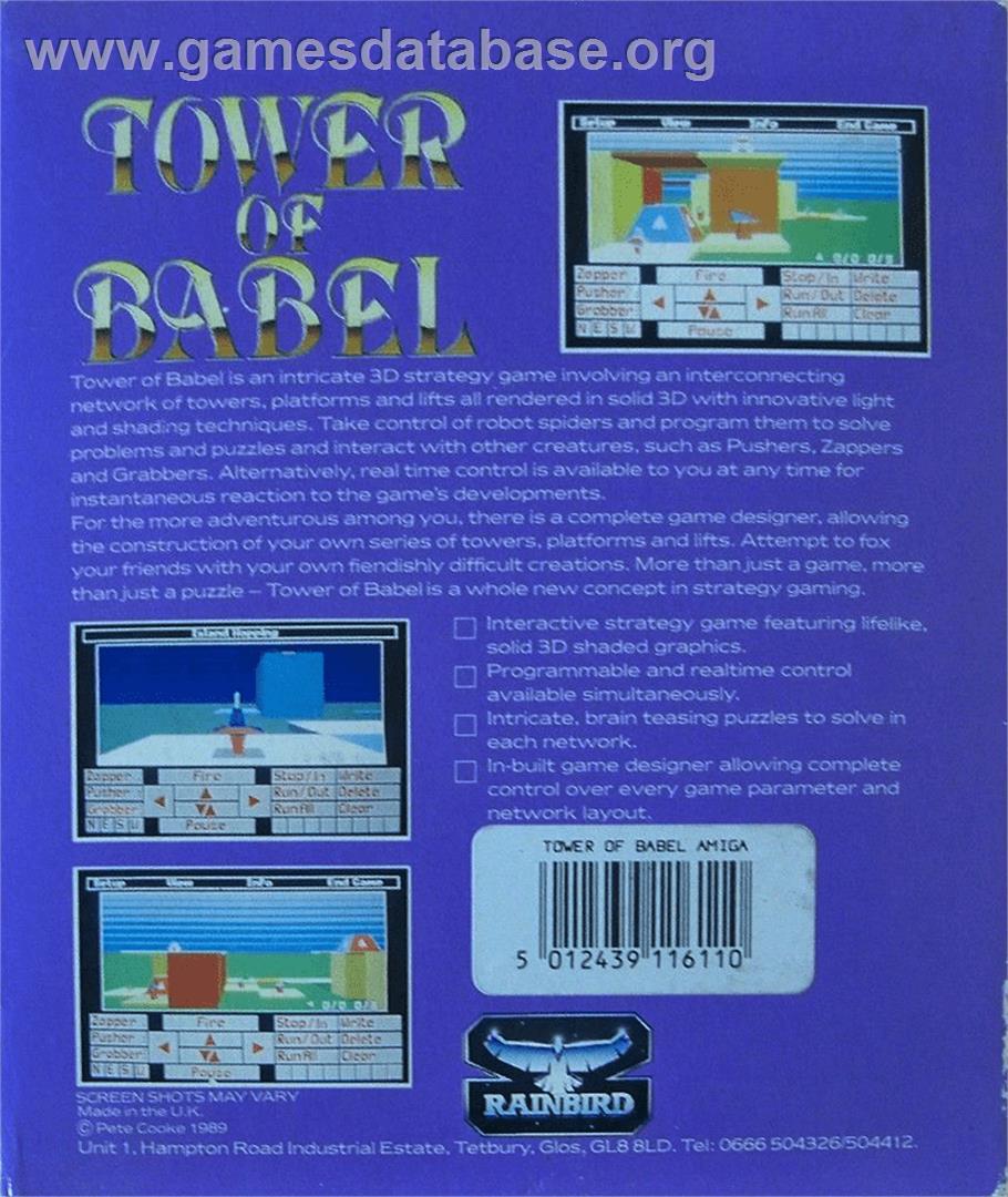 Tower of Babel - Commodore Amiga - Artwork - Box Back