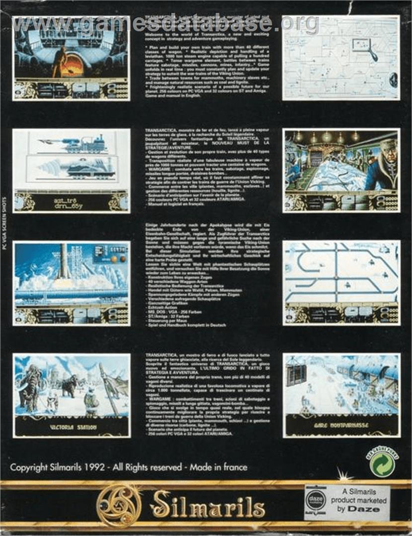 Transarctica - Commodore Amiga - Artwork - Box Back