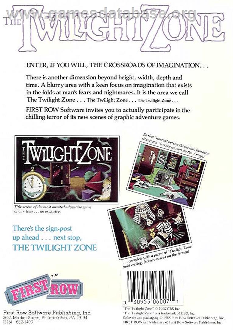 Twilight Zone - Commodore Amiga - Artwork - Box Back