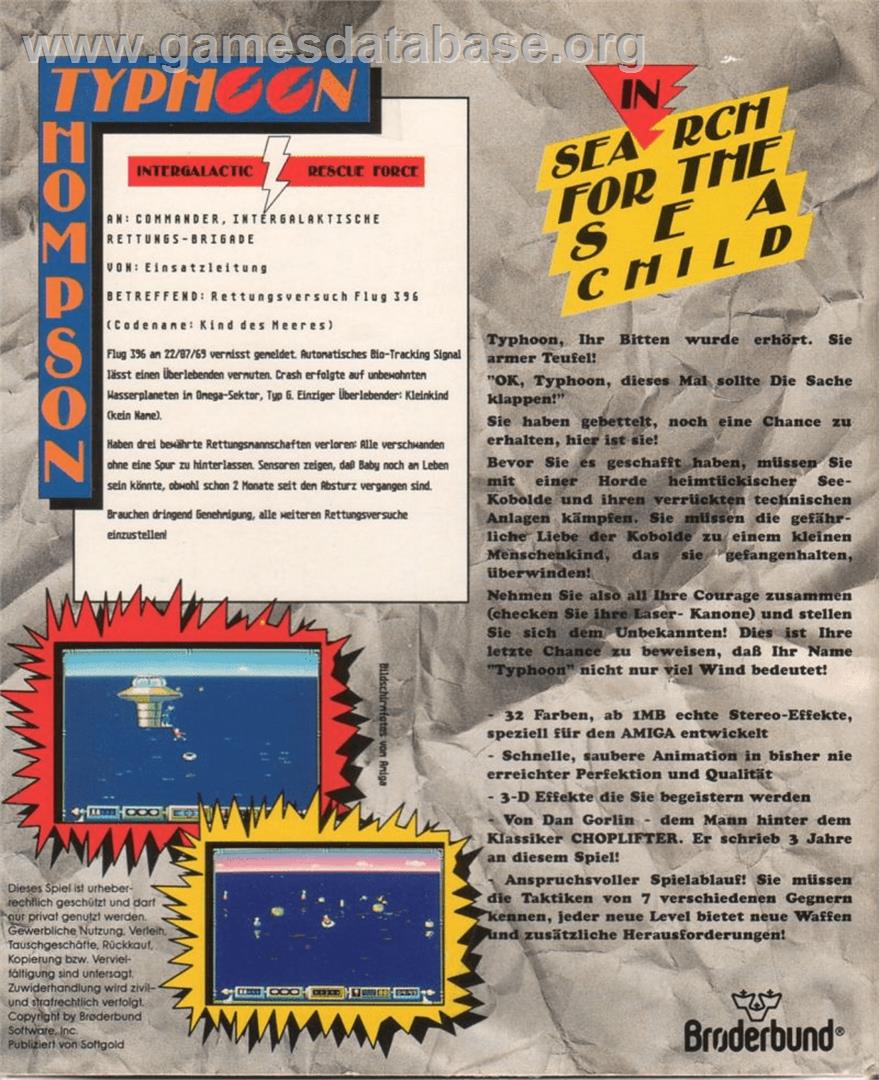 Typhoon Thompson in Search for the Sea Child - Commodore Amiga - Artwork - Box Back