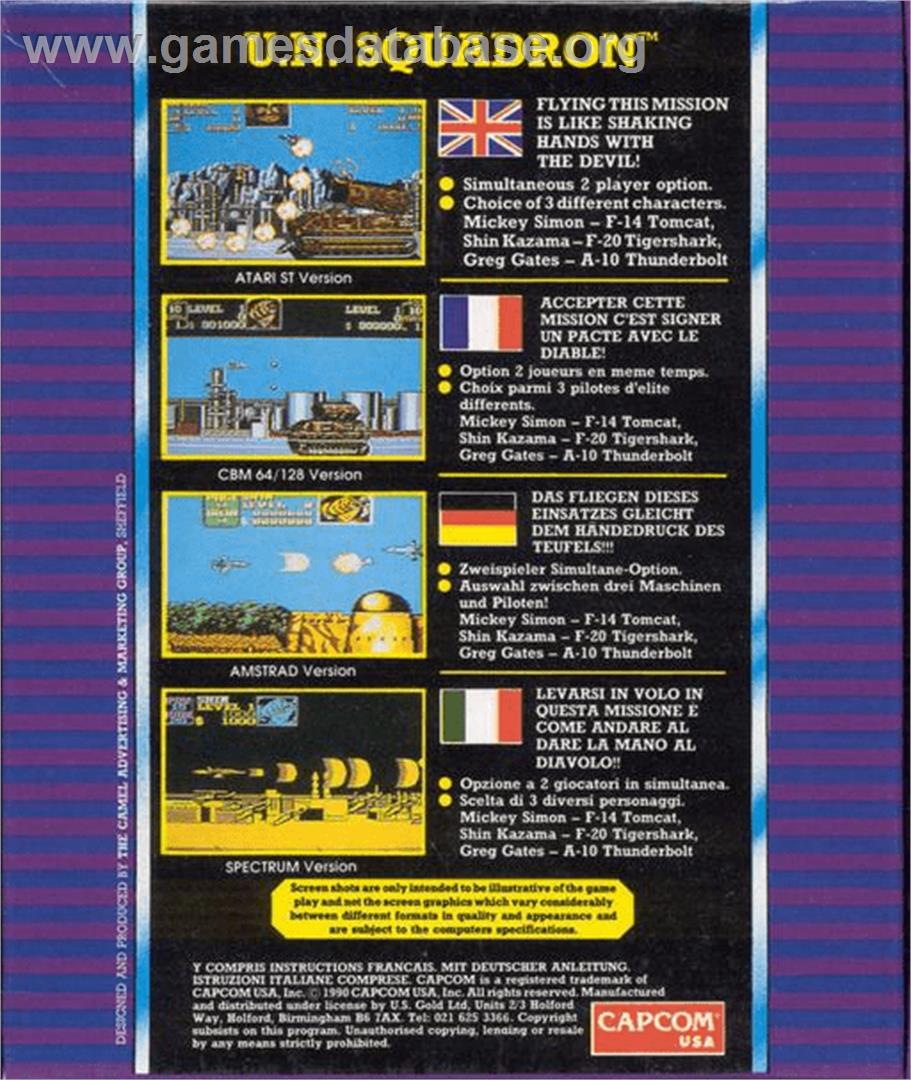 U.N. Squadron - Commodore Amiga - Artwork - Box Back