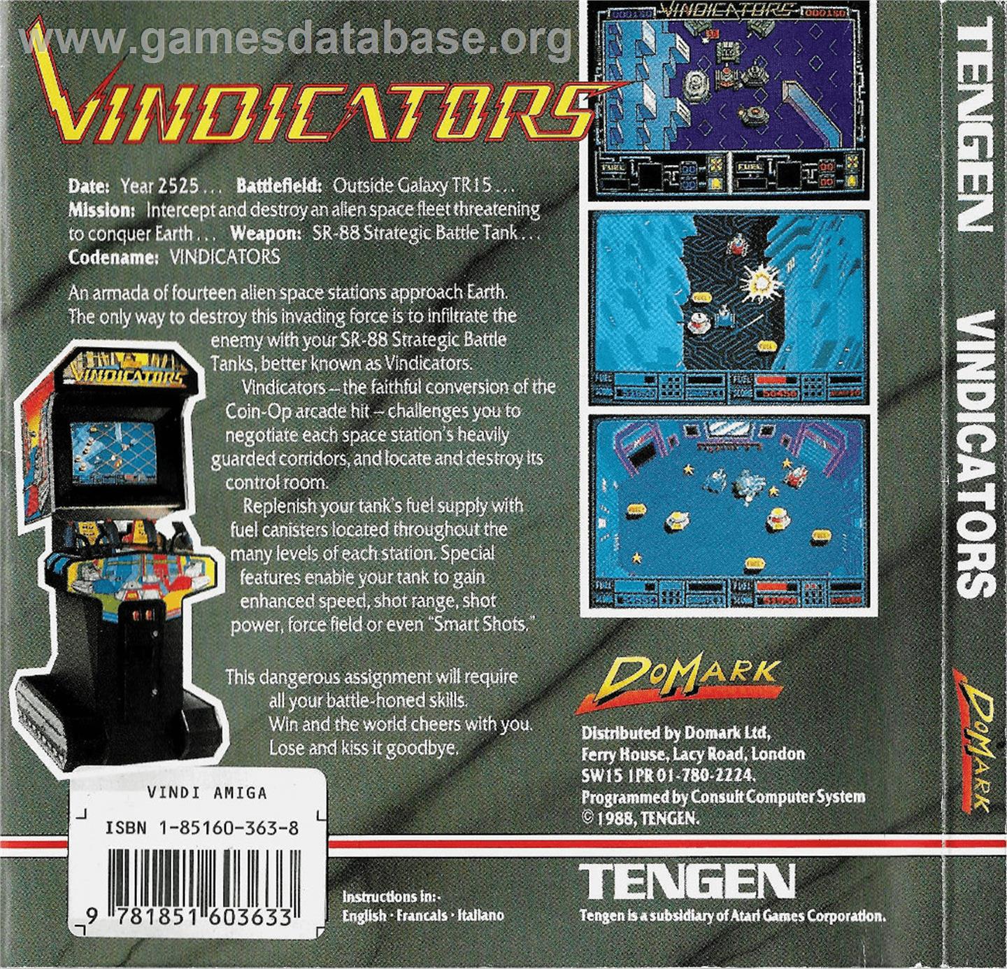 Vindicators - Commodore Amiga - Artwork - Box Back