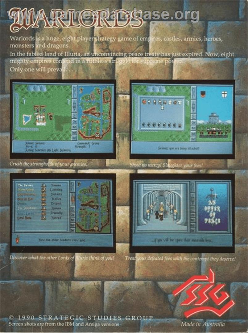 Warlords - Commodore Amiga - Artwork - Box Back