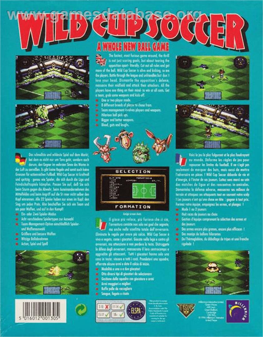 Wild Cup Soccer - Commodore Amiga - Artwork - Box Back