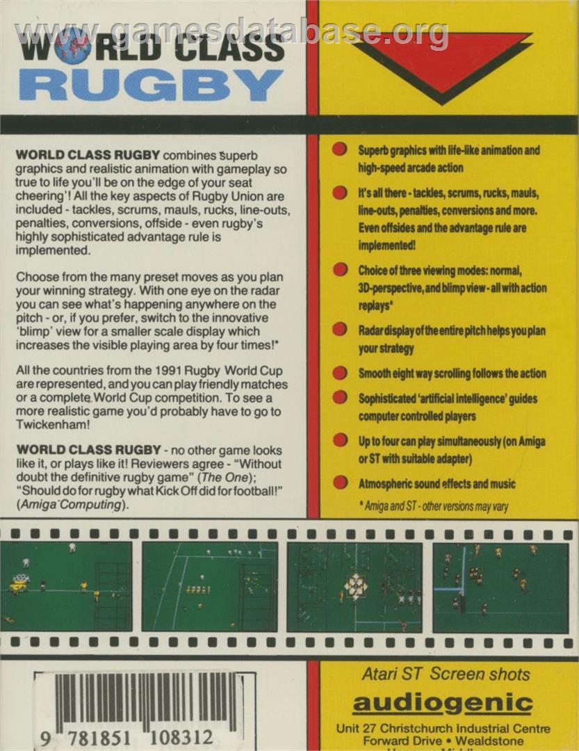 World Class Rugby - Commodore Amiga - Artwork - Box Back