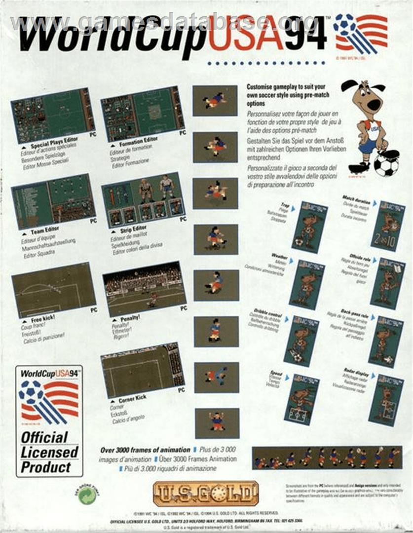 World Cup USA '94 - Commodore Amiga - Artwork - Box Back