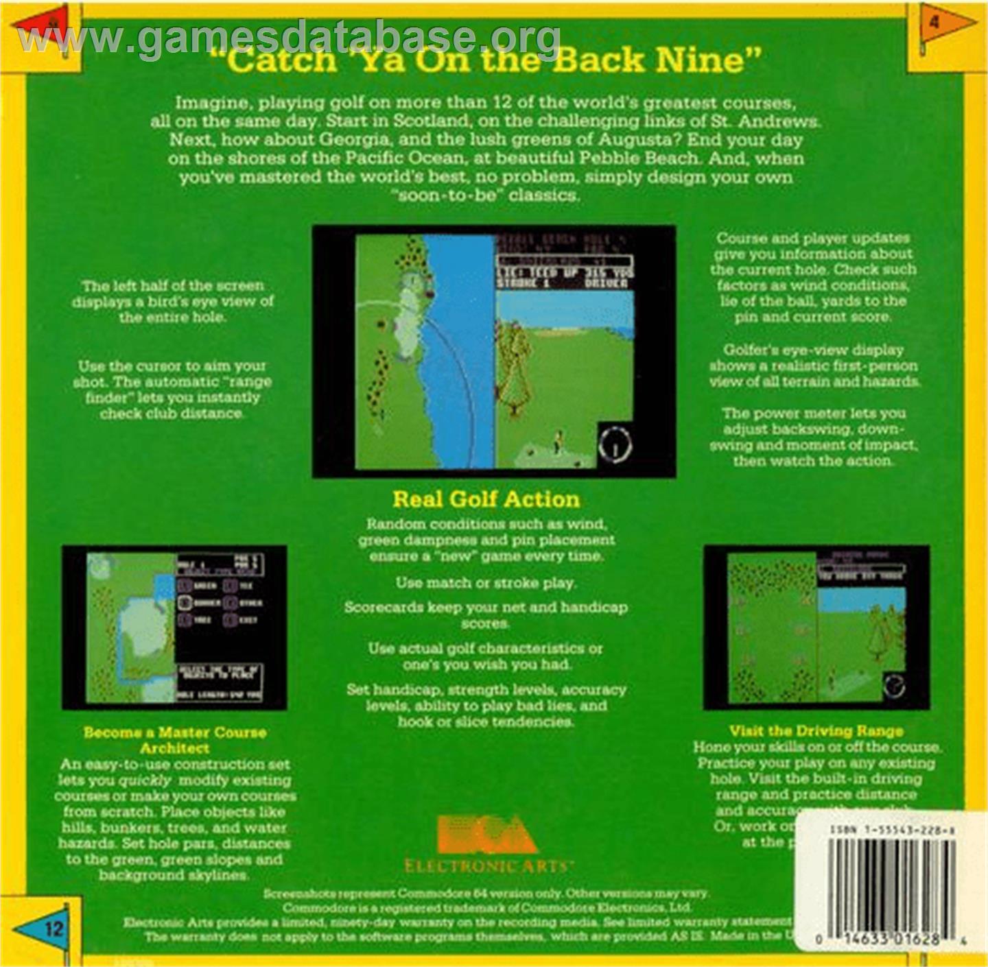 World Tour Golf - Commodore Amiga - Artwork - Box Back