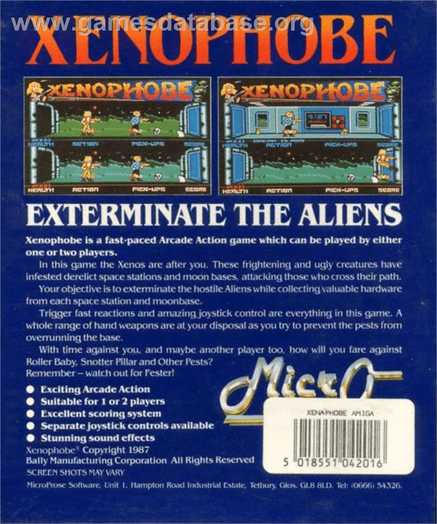 Xenophobe - Commodore Amiga - Artwork - Box Back
