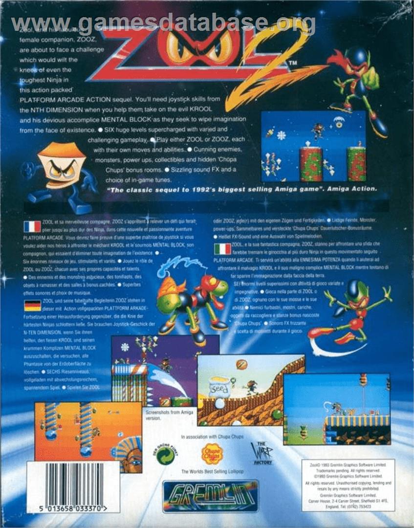 Zool 2 - Commodore Amiga - Artwork - Box Back