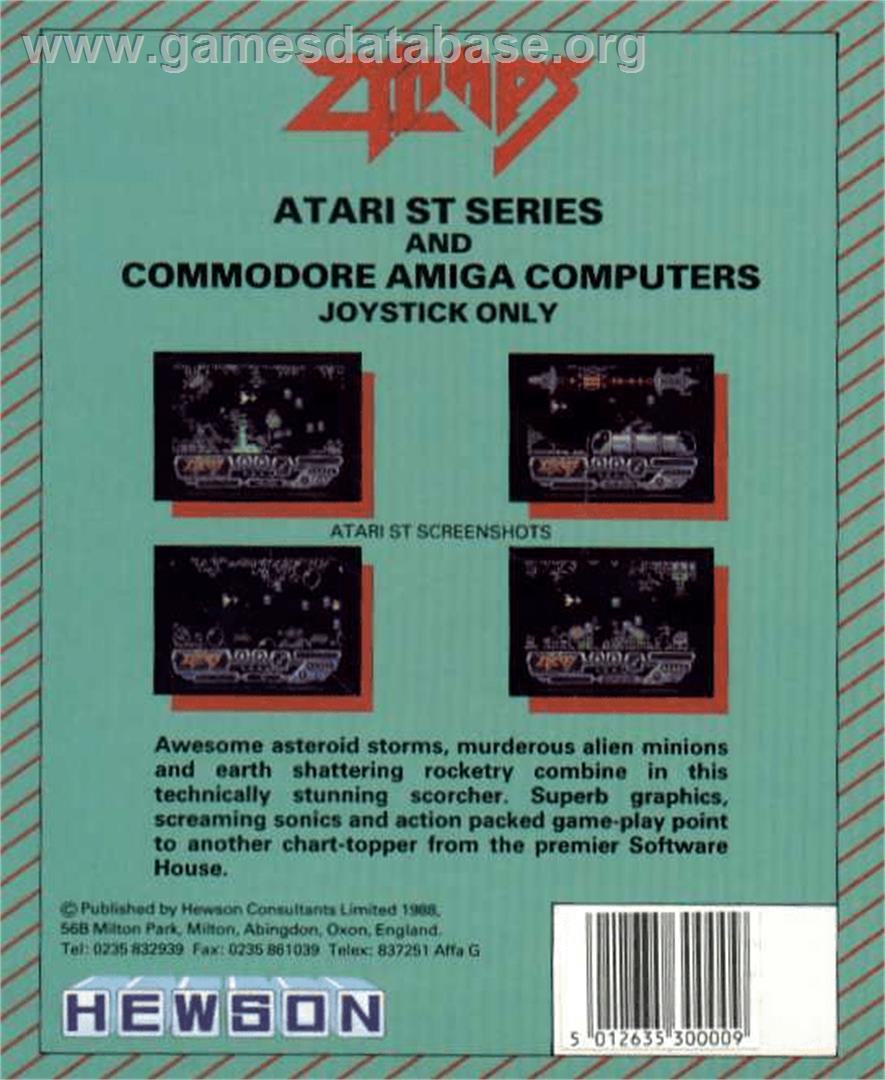 Zynaps - Commodore Amiga - Artwork - Box Back