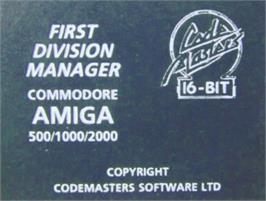 Top of cartridge artwork for 1st Division Manager on the Commodore Amiga.