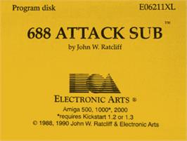 Top of cartridge artwork for 688 Attack Sub on the Commodore Amiga.