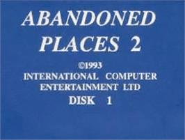 Top of cartridge artwork for Abandoned Places 2 on the Commodore Amiga.