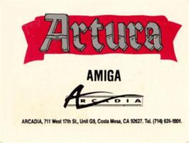 Top of cartridge artwork for Artura on the Commodore Amiga.