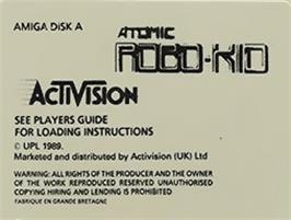 Top of cartridge artwork for Atomic Robo-Kid on the Commodore Amiga.