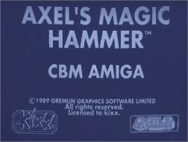 Top of cartridge artwork for Axel's Magic Hammer on the Commodore Amiga.