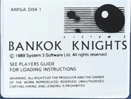 Top of cartridge artwork for Bangkok Knights on the Commodore Amiga.