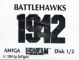 Top of cartridge artwork for Battlehawks 1942 on the Commodore Amiga.