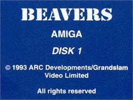 Top of cartridge artwork for Beavers on the Commodore Amiga.