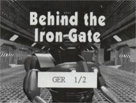 Top of cartridge artwork for Behind the Iron Gate on the Commodore Amiga.
