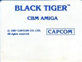 Top of cartridge artwork for Black Tiger on the Commodore Amiga.