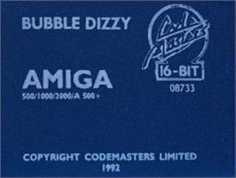 Top of cartridge artwork for Bubble Dizzy on the Commodore Amiga.