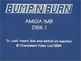 Top of cartridge artwork for Bump 'n' Burn on the Commodore Amiga.