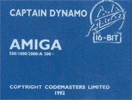 Top of cartridge artwork for Captain Dynamo on the Commodore Amiga.