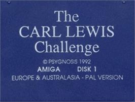 Top of cartridge artwork for Carl Lewis Challenge on the Commodore Amiga.