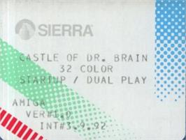Top of cartridge artwork for Castle of Dr. Brain on the Commodore Amiga.