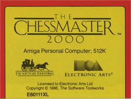 Top of cartridge artwork for Chessmaster 2000 on the Commodore Amiga.